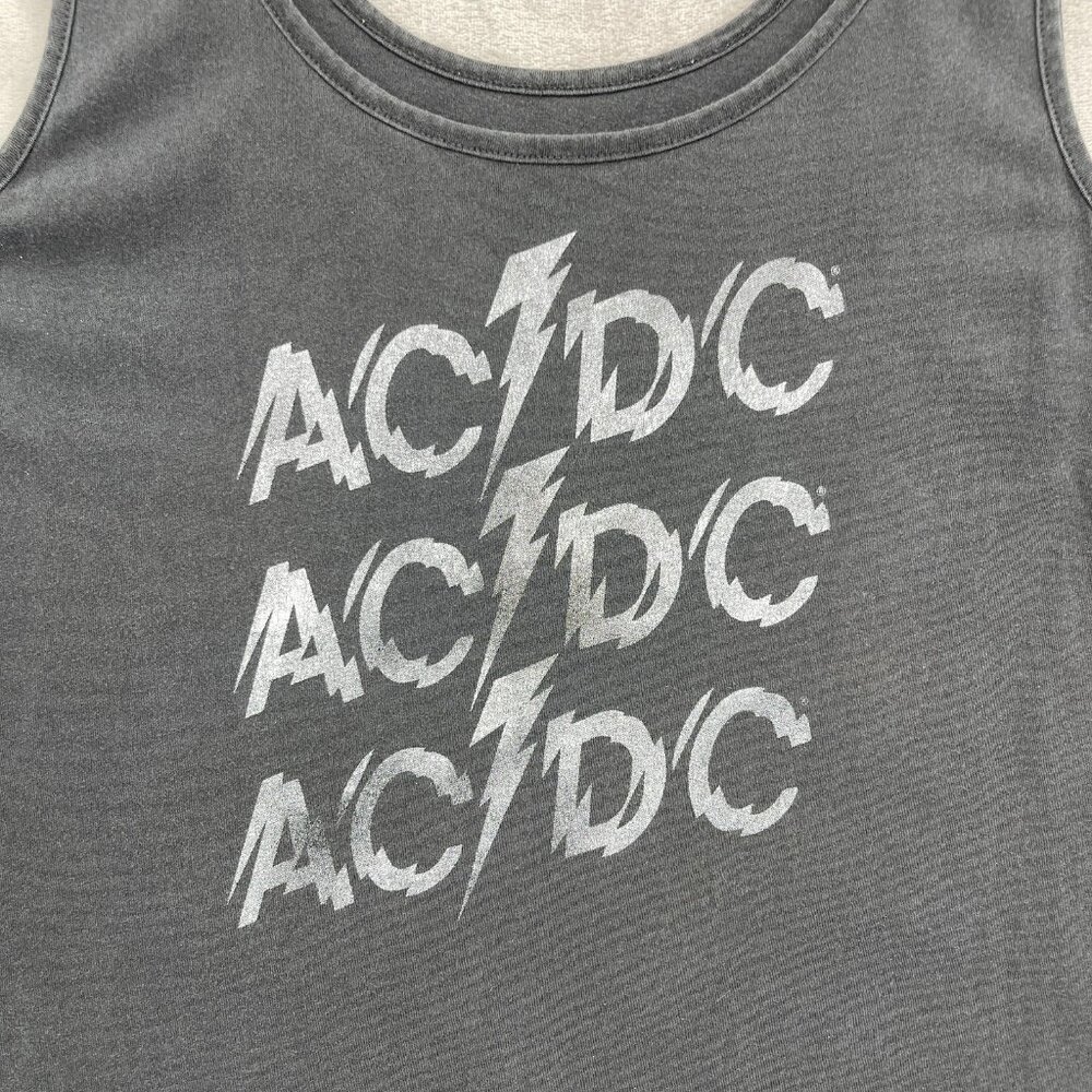 AC/DC x Lucky Brand Gray Retro Graphic Tank Top 100% Cotton Rock Metal - Picture 2 of 5